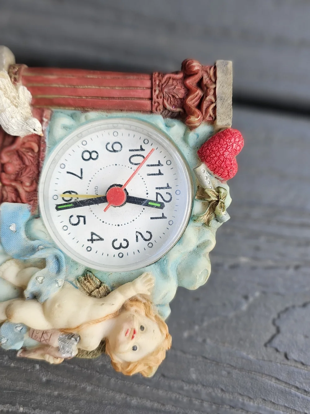 Lot of 5 Vintage 1990s Miniature Cherub / Angel Quartz Desk Clocks
